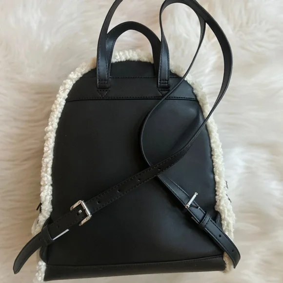 New! Michael Kors Rhea medium suede Black and Cream Women's Backpack - Picture 2 of 8